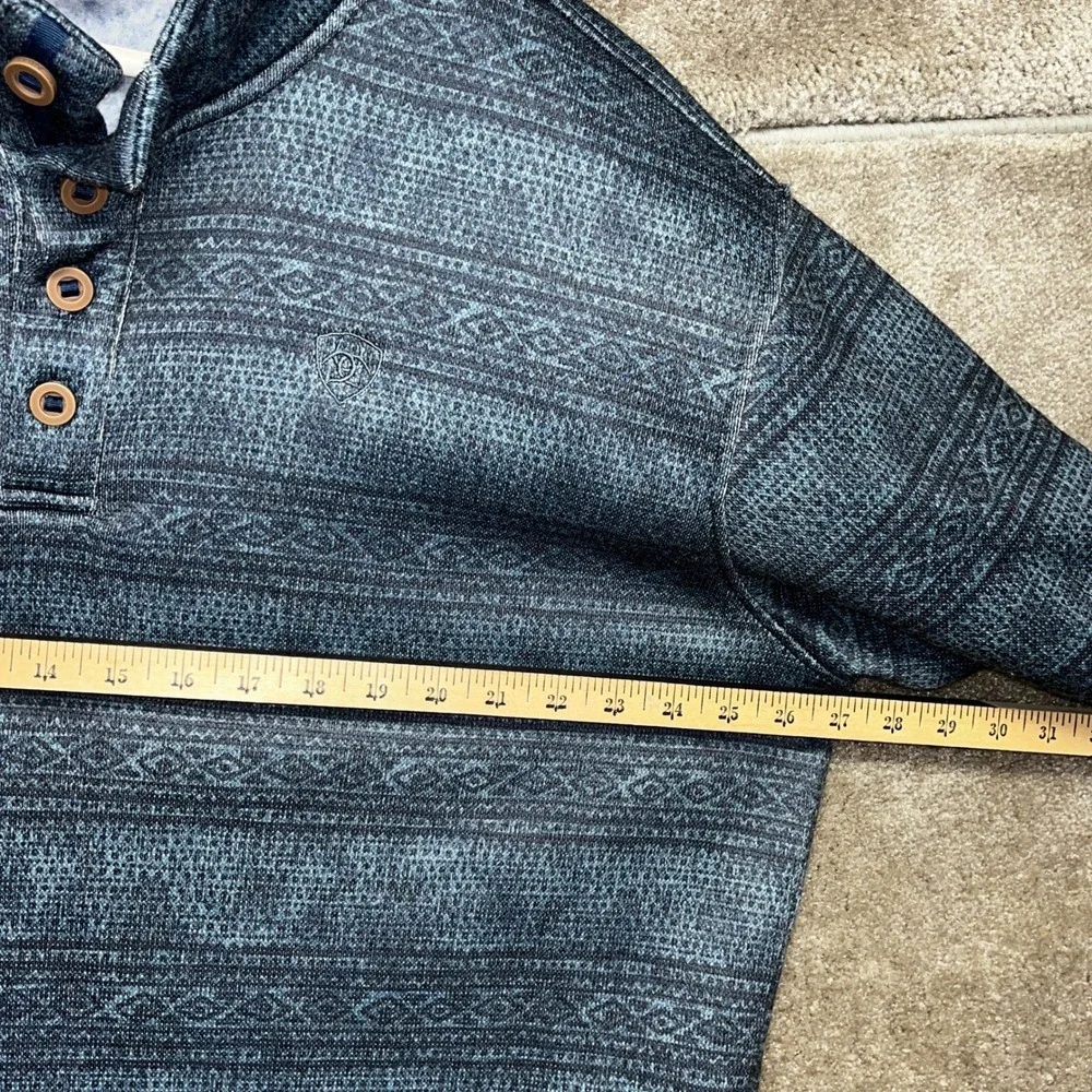 Ariat Mens Wesley Pullover‎ Sweater XL Blue Henley Aztec Warm Western Warm Comfy